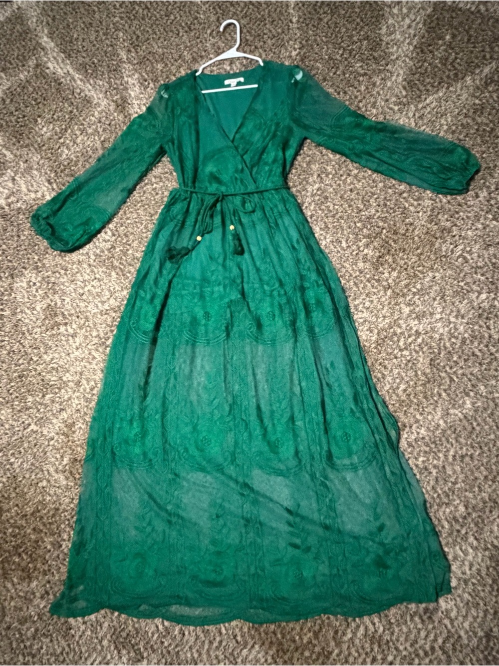 Emerald Green Maxi Dress with Tie Waist